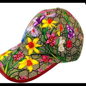 Gucci GG Flora Print Baseball Cap Size S(56cm) Hat